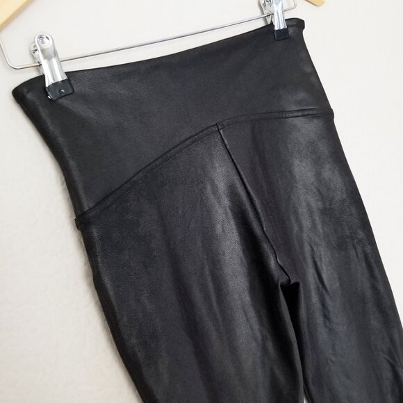 Spanx Faux Leather High Waist Slimming Tummy Control Leggings L Black $98 Slim - Picture 15 of 16